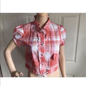 Coco and chase Sz medium crop top orange plaid